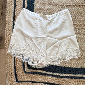 Reformation Fern Satin Women's Cream Lace-Trim Shorts